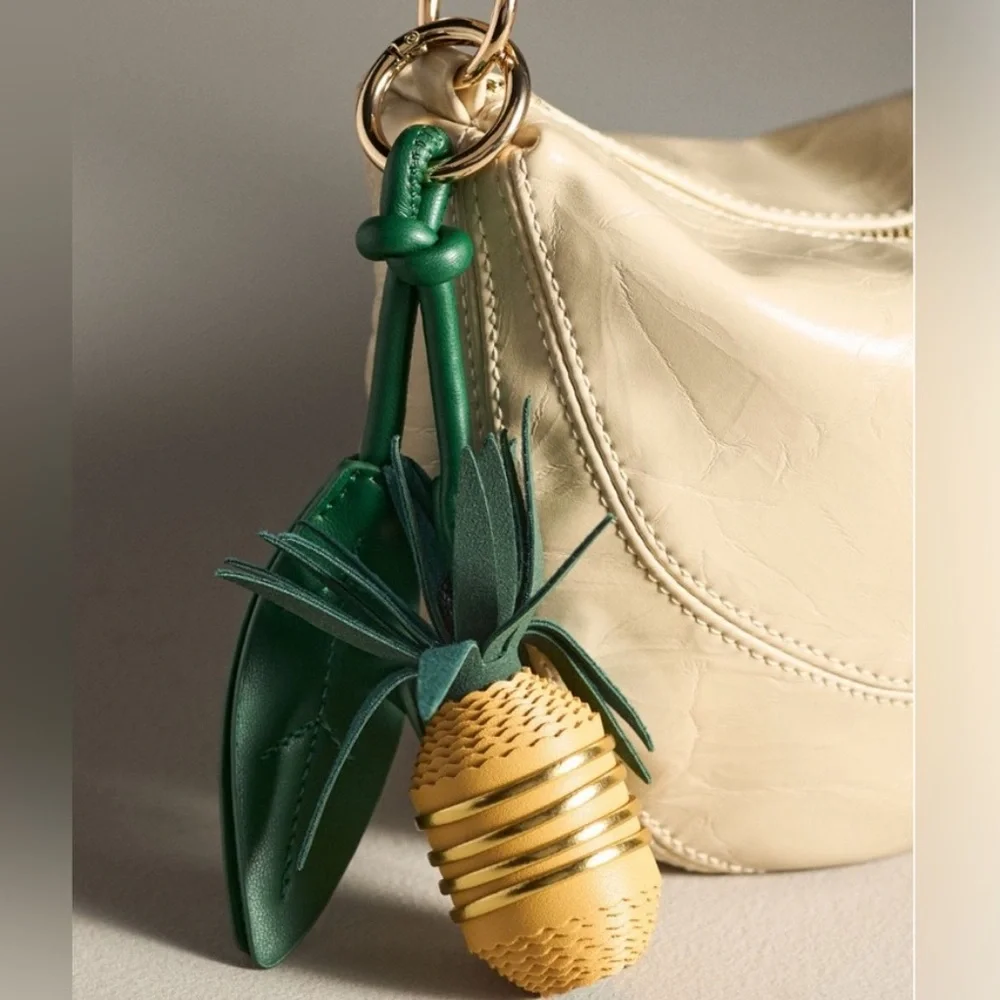 Anthropologie‎ Melie Bianco Pineapple Fruit Bag Charm Key Holder Keychain